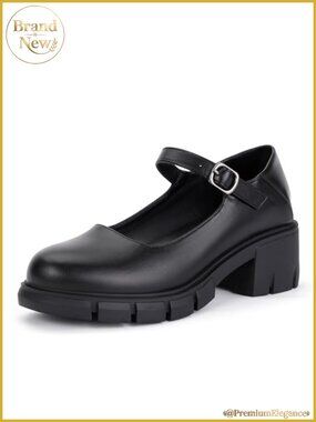 IDIFU IN2 Platform Mary Janes Closed Round Toe Low Chunky Block Heel Dress